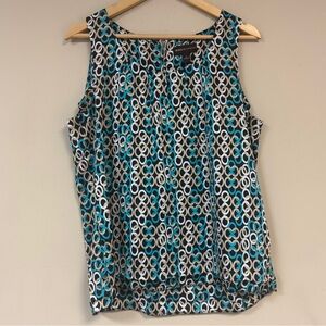 🆕 Satin Blouse Top Women’s Large Sleeveless Circle Chain Link Tank Shirt Summer